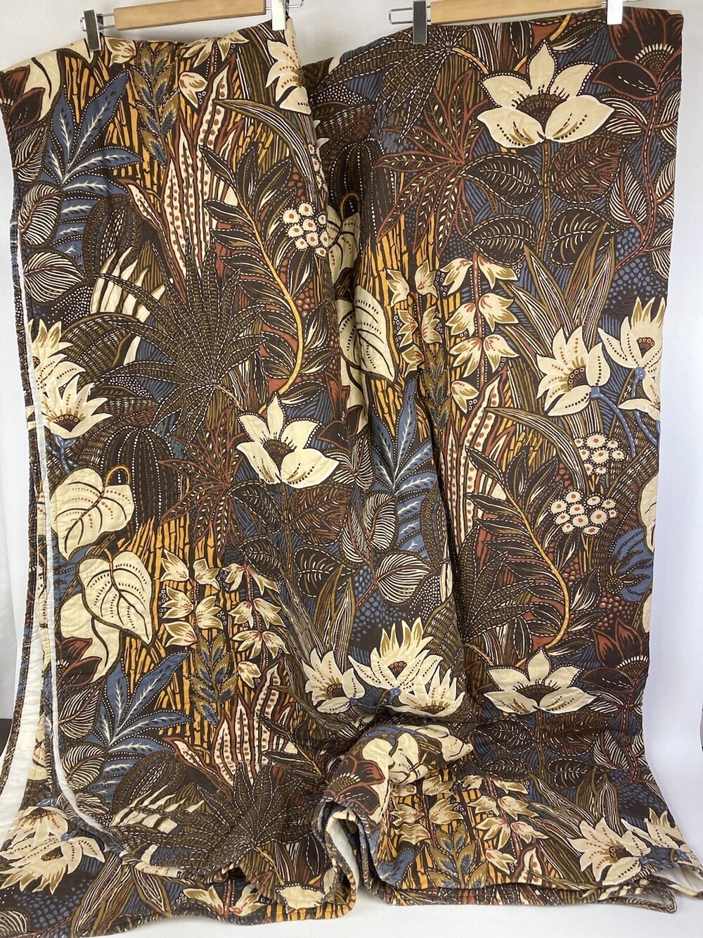 VTG 70s 80s Cannon Full Double Bed Comforter Blanket Bedspread Brown Floral